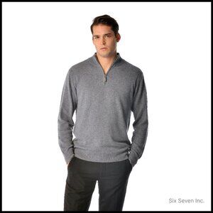 Men's Cashmere Quarter Zip Pullover Classic Elegant Soft Warm Sweater